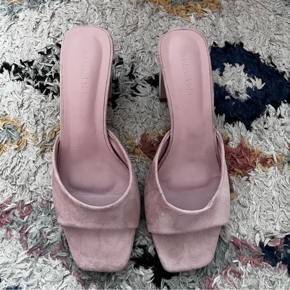Petal & Pup Billini Quinea Dusty Rose Pink Suede Mid Peep Toe Mule Heels 9 - Picture 4 of 5